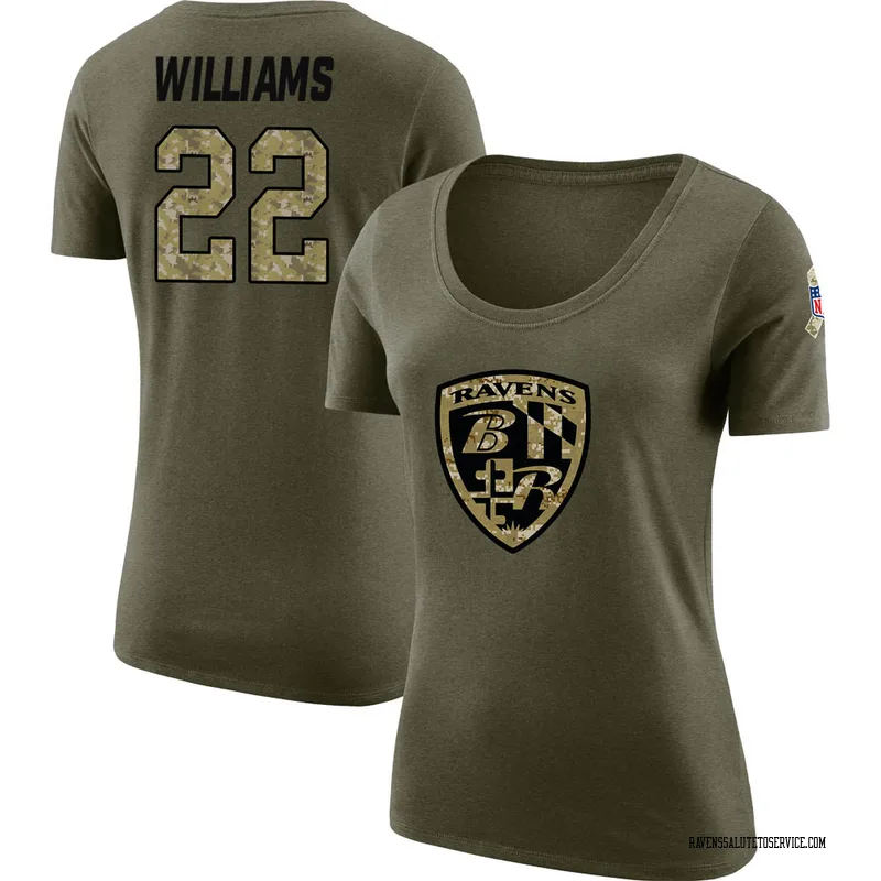 Ronald Darby Baltimore Ravens Women's Legend Olive Salute to Service Scoop  Neck T-Shirt